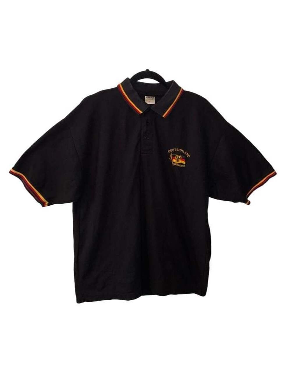 Marina Clothing Deutschland Germany Black Polo Shirt with German Flag Embroidery